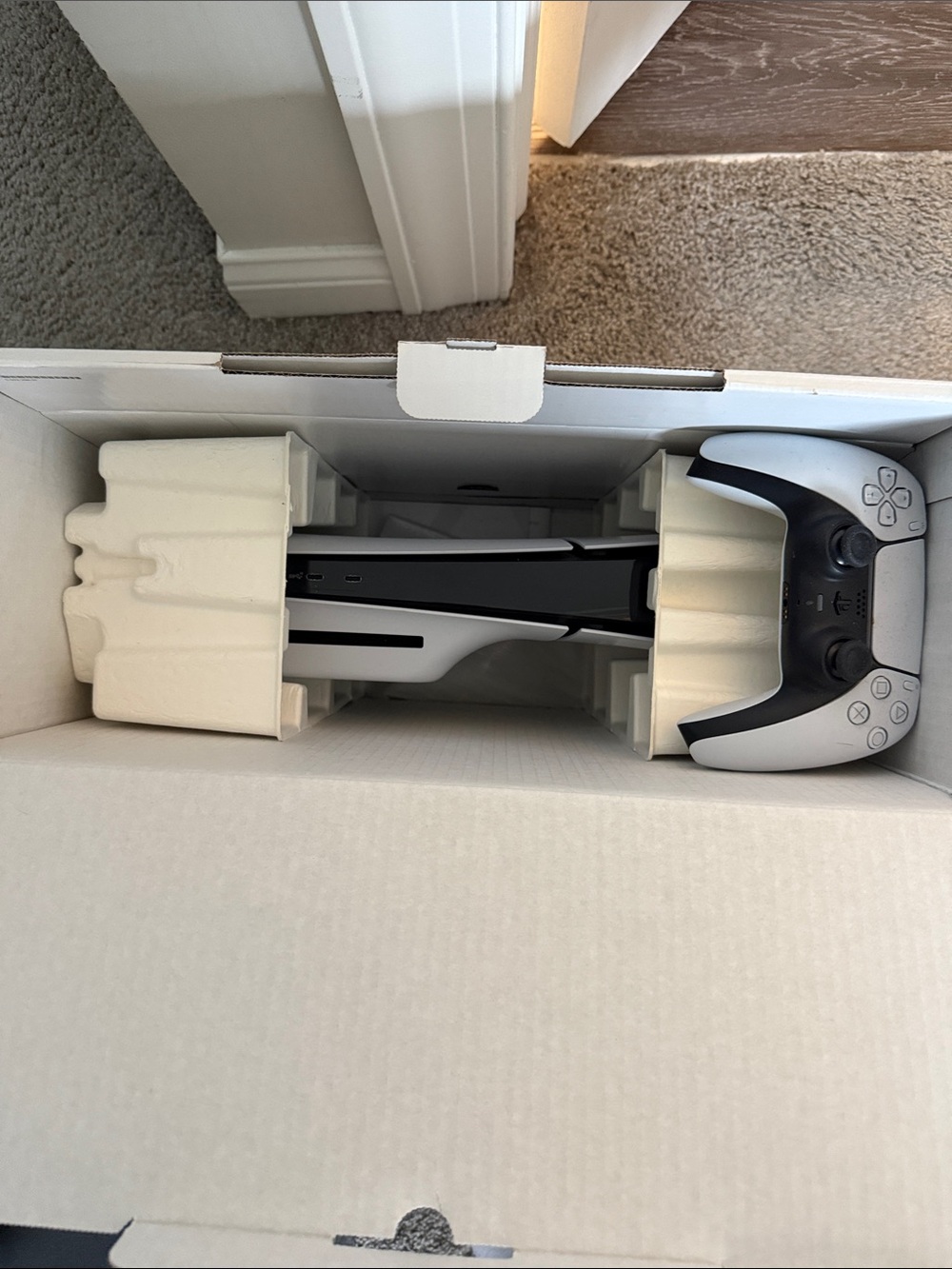 Sony White and Black PS5 Console with Controller in Packaging